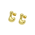 Polished gold teardrop earrings in a smooth balloon shape on a white background - Letter L (DE240728-L)