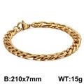 Bicolor NK-Kette Armband aus Edelstahl in Gold und Silber mit Karabinerverschluss für Herren - Goldfarbene Panzerkette (KB126636-Z)