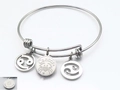 Silver Cancer zodiac adjustable bracelet with engraved crab charms and constellation tag - Silver Cancer (KB88080-Z)