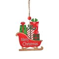 Addobbo natalizio a forma di slitta in legno rossa con scritta Merry Christmas e regali - Stile Slitta
