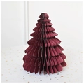 3D burgundy paper honeycomb Christmas tree with silver glitter edges for table decor - 15CM / Burgundy