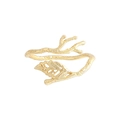 Minimalistischer offener Ring in Gold mit Blatt- und Zweigmotiv aus S925 Sterlingsilber - 18K Gold