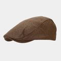 Side view of brown textured fabric flat cap showing stiff brim and retro structure - M (56-58cm) / Dark Khaki