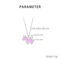 Detail of pink enamel unicorn pendant necklace in stainless steel with dimensions - Steel Color Unicorn (KN290911-GC)