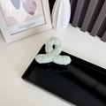 Plush faux rabbit fur claw clip in light green for elegant women hairstyles - Green