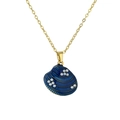 Gold-plated ocean shell necklace with blue enamel pendant and delicate pearl accents - Blue