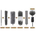 7-piece dust brush set with telescopic pole and microfibre heads for home cleaning - 7-Piece Set