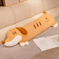 Lungo cuscino peluche a forma di bassotto arancione in morbido pile con ricamo Happy - Bassotto Bruno / 80cm