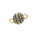 Macro shot of 6mm gold plated magnetic clasp with micro-pave blue zircon stones - 6mm Gold Blue Zirconia