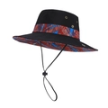 Cappello da sole outdoor nero in denim con motivo etnico e cinturino regolabile - Nero