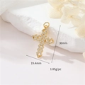Vintage 14K gold plated zircon cross pendant dimensions 30mm x 19.4mm for DIY jewelry - 14K Gold Cross H-11704
