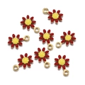 Gänseblümchen-Anhänger mit roten Emaille-Blütenblättern für DIY-Halsketten und Armbänder - 7*10mm / Rot