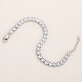 Silver 18K gold plated stainless steel tennis bracelet with round clear cubic zirconia - Steel-White / Bracelet