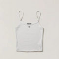 Dettaglio della canotta in cotone bianco con stampa a croce nera e spalline sottili - XS / Bianco