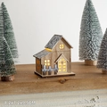 LED wooden Christmas house ornament with snow effect and warm light, 8.2x7.2x9.5CM - Snow-Topped Wooden House - Style C
