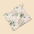 Soft cotton muslin baby washcloth with delicate green leaf pattern and hanging loop. - 23x23cm / Green Plants
