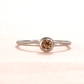 Minimalist silver stainless steel ring featuring a round bezel-set brown birthstone - US Size 7 / Steel-Yellow (Nov)