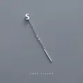 Minimalist S999 sterling silver pull-through threader earring featuring a letter S charm - Letter S
