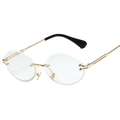 Retro rimless round sunglasses with gold metal temples and gradient lenses for women - Gold Frame Clear Lens