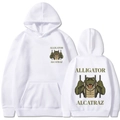 Weißer Alligator Alcatraz Hoodie mit Cartoon-Grafikdruck für Damen und Herren - S / Weiß