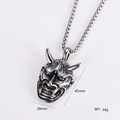 Vintage stainless steel skull star pendant necklace for men with box chain and dimensions - Japanese Hannya Mask Style (9)