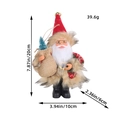 Standing Santa Claus plush ornament with tree bag, dimension specs 7.87in x 3.94in - Red Felt Hat