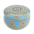 Blue and gold mandala pattern metal tin candle jar with intricate floral design - D203-Blue Gold Mandala