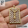 Detalle del colgante Jesús rectangular dorado con circonitas blancas de 24x41mm - F-Rectángulo Jesús