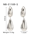 Detail view of double-layer stainless steel earrings with 4.6cm drop height and dimensions - 18K Gold / Silver (NB-E1189-S)
