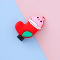 Pince à cheveux de Noël mignonne avec ours en silicone rouge et vert festif - Chaussettes