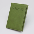 Grass green PU leather passport cover with textured finish and stitched edges - Light Green