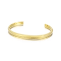 Golden C-shaped open bangle engraved with ONE LIFE ONE LOVE on white background - Gold (KB140221-K)