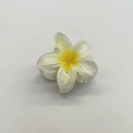 Elegant white and yellow gradient plumeria flower hair claw clip with a glossy finish - 6x5x3.8CM / White (Yellow Heart)