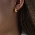 Minimalist gold-plated titanium steel C-shape twisted cocoon hoop earrings for women - Twist C-Shaped Earrings / Gold