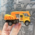 Mini yellow alloy pullback crane truck toy for kids, detailed construction vehicle model - Construction Vehicle Keychain - Crane