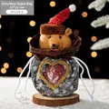 Sac cadeau de Noël gris avec fenêtre cœur et peluche ours, taille 15x22cm - AFLD5-3 Ours en Peluche Gris 15x22cm
