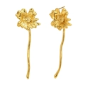 Elegantes pendientes de flores en acero inoxidable chapado en oro de 18K con pétalos - Dorado