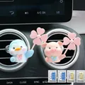 Cartoon penguin and pig car air vent freshener clips with spinning fans and refill pads - Penguin + Pig (Includes 4 Fragrance Pads)