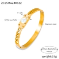 Britisches Design vergoldetes Titanstahl-Kettenarmband mit weißer Muschel-Einlage - Gold Perlmutt