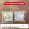 Strawberry bouquet set with clear fruit holders, 12cm bags, and golden twist ties - Strawberry Bouquet Fixed Set 100 Sets