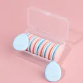 Set of 10 blue teardrop finger powder puffs with storage case for smooth makeup - 10 Pack + Storage Box / Blue