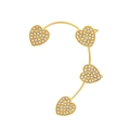 Elegant gold-tone heart ear cuff with pavé sparkling rhinestones for non-pierced ears - Gold H Style Left