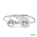 Three-piece stainless steel ring set with tree of life design and zircon accents - US 6 / Platinum Silver (PBJ210)