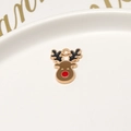 Christmas reindeer charm pendant in brown and red enamel with gold finish - 12# Reindeer (14*17mm)