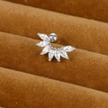 Silver stainless steel ear cartilage stud with seven marquise-cut marquise-cut zircons - Fan Shape / Silver