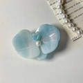 Water blue phalaenopsis flower hair clip with pearl detail and elegant accessories - Blue
