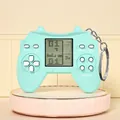 Mini console per videogiochi Tetris verde menta con portachiavi su stand rosa - Confezione in busta / Ciano Macaron