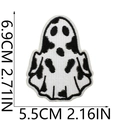 Ghost embroidery patch dimensions showing 6.9x5.5cm for Halloween DIY apparel decor - Side View Ghost (9)