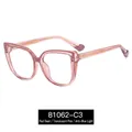 Gafas cat-eye anti-luz azul en color rosa empolvado transparente, modelo 81062 - Pasta de Frijoles/Rosa Transparente