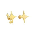 Orecchini a perno asimmetrici a stella dorata a quattro punte su sfondo bianco - Rame / Stella asimmetrica a vite (Colore oro)